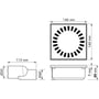 Technische tekening, Easy Drain Aqua Compact Doucheput met waterslot 50 mm 15x15 cm RVS, AQUACOM50-15X15