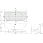 Technische tekening, Villeroy & Boch Oberon 2.0 Bad Wandmodel 180x80x62 cm Wit Alpine, UBQ180OBR9CD00V-01