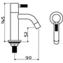 Technische tekening, Clou Freddo 2 toiletkraan RVS geborsteld, CL/06.03.001.41