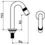 Technische tekening, Clou Freddo 9 toiletkraan Chroom, CL/06.03013