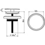 Technische tekening, Clou Mini Wash Me Plug met afdekkap RVS Geborsteld, CL/06.51022.41