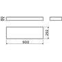 Technische tekening, Clou Mini Match Me Planchet 90x29,2x8 cm Wit Hoogglans Gelakt, CL/07.56.402.50
