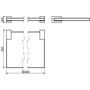 Technische tekening, Clou Quadria Planchet 60x12,1x2 cm Chroom/Helder glas, CL/09.01.118.29