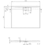 Technische tekening, Villeroy & Boch Architectura metal rim douchebak 120x90x4.8 cm. Wit, DA1290ARA248V01