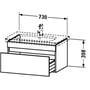 Technische tekening, Duravit Durastyle Wastafelonderkast 73x44,8x39,8 cm Wit Mat/Basalt Mat, DS638101843