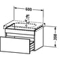 Technische tekening, Duravit Durastyle Wastafelonderkast 60x45,3x39,8 cm Basalt Mat, DS638304343