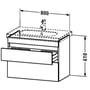 Technische tekening, Duravit Durastyle Wastafelonderkast 80x45,3x61 cm Notelaar natuur/Basalt Mat, DS648407943