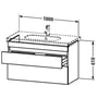 Technische tekening, Duravit Durastyle Wastafelonderkast 100x45,3x61 cm Basalt Mat/Mat Wit, DS648504318
