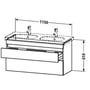 Technische tekening, Duravit Durastyle Wastafelonderkast 115x45,3x61 cm Wit Hoogglans/Basalt Mat, DS648602243