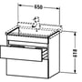 Technische tekening, Duravit Durastyle Wastafelonderkast 65x47x61,8 cm Basalt Mat/Mat Wit, DS648704318