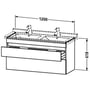 Technische tekening, Duravit Durastyle Wastafelonderkast 120x47x61,8 cm Notelaar natuur/Basalt Mat, DS649007943
