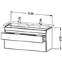 Technische tekening, Duravit Durastyle Wastafelonderkast 123x44,8x61 cm Basalt Mat/Mat Wit, DS649804318