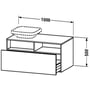 Technische tekening, Duravit Durastyle Wastafelonderkast Links 100x55x50 cm Basalt Mat, DS6784L4343