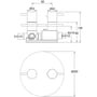 Technische tekening, Ben Linox Thermostaat met omstelling afbouwdeel RVS, LINOXDSTHSRVS