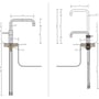 Technische tekening, Quooker Nordic Square Twintap RVS met COMBI+ boiler 3-in-1 kraan, 22+NSRVSTT