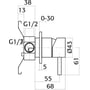 Technische tekening, Xenz Inbouw Mixer RVS, RV3041