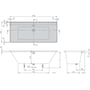 Technische tekening, Villeroy & Boch Collaro Ligbad 170x75 cm Inbouw Wit Alpine/Black Matt, UBA170COR2NV-01