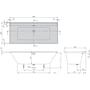 Technische tekening, Villeroy & Boch Collaro Ligbad 180x80 cm Inbouw Wit Alpine/Black Matt, UBA180COR2NV-01