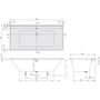 Technische tekening, Villeroy & Boch Collaro Ligbad 190x90 cm Inbouw Wit Alpine/Black Matt, UBA199COR2NV-01