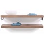 Looox Wooden Collection duo wooden base shelf met handdoekhouders rvs eiken/geborsteld rvs