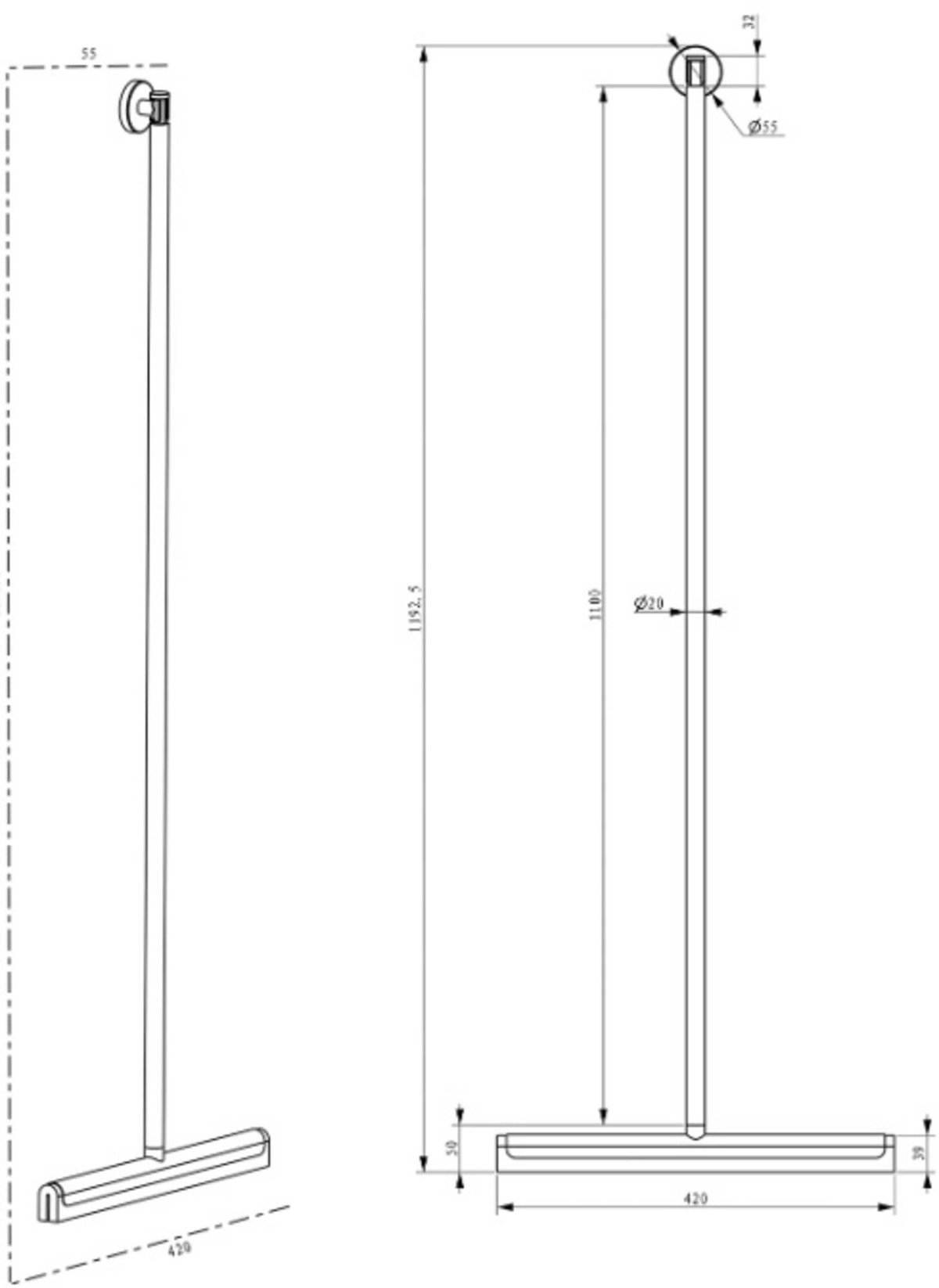 Saqu Nemo vloerwisser 42x120cm geborsteld RVS - Saniweb.be