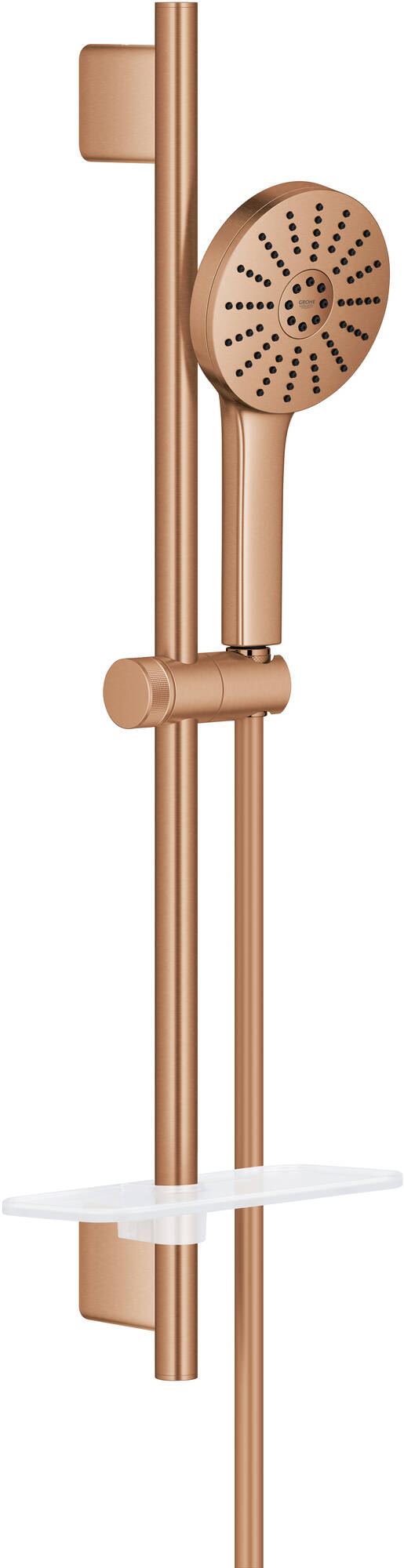 GROHE Vitalio Joy glijstangset met 3 straalsoorten en douchetray warm sunset geborsteld