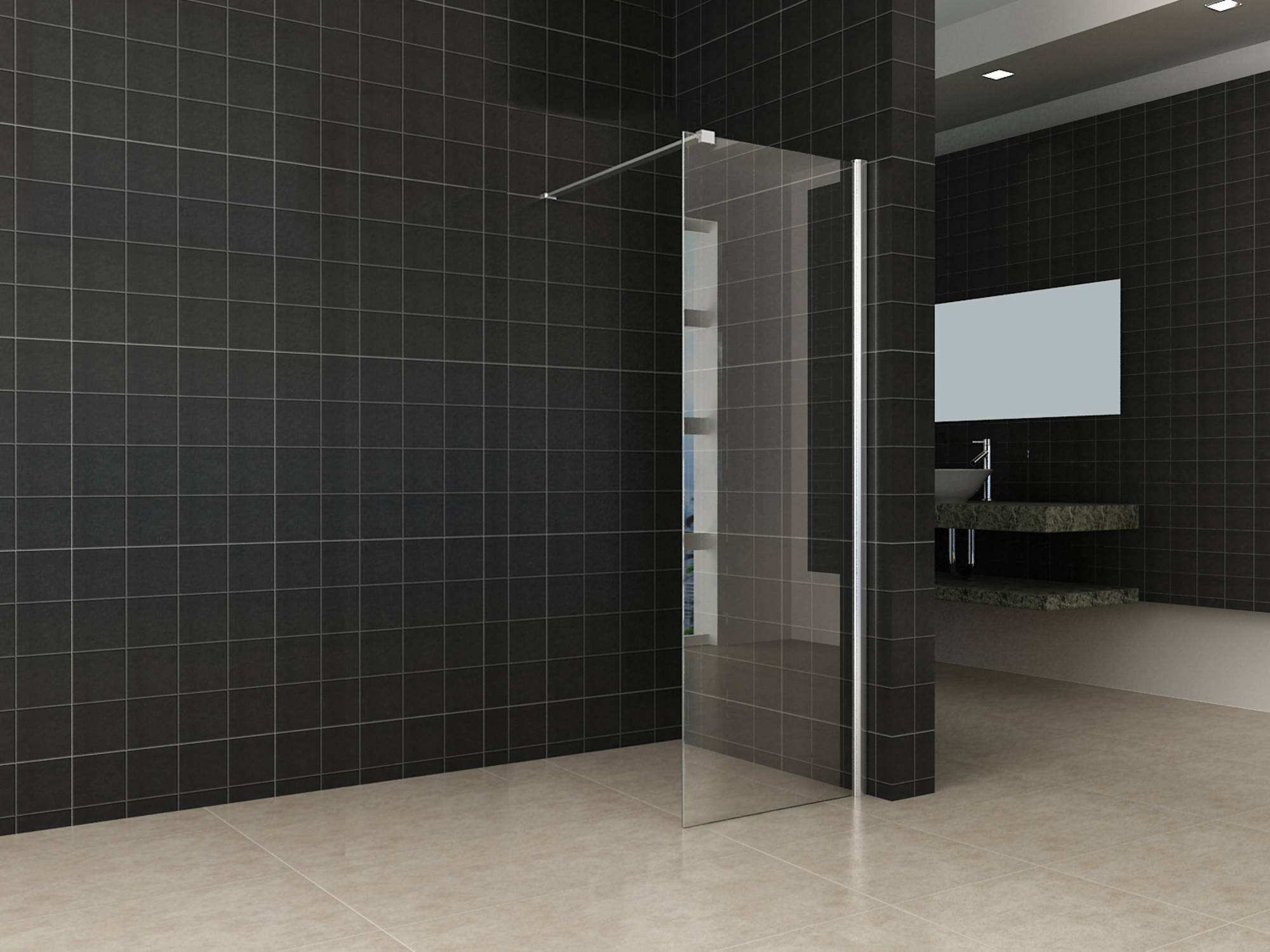 Saqu Splash inloopdouche met chroom muurprofiel 60x200cm Nanoglas