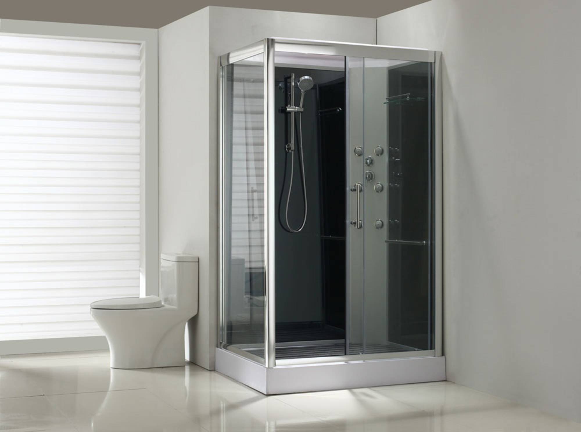 Saqu Room douchecabine met rechts draaiende deur 120x90x225cm helder glas aluminium chroom