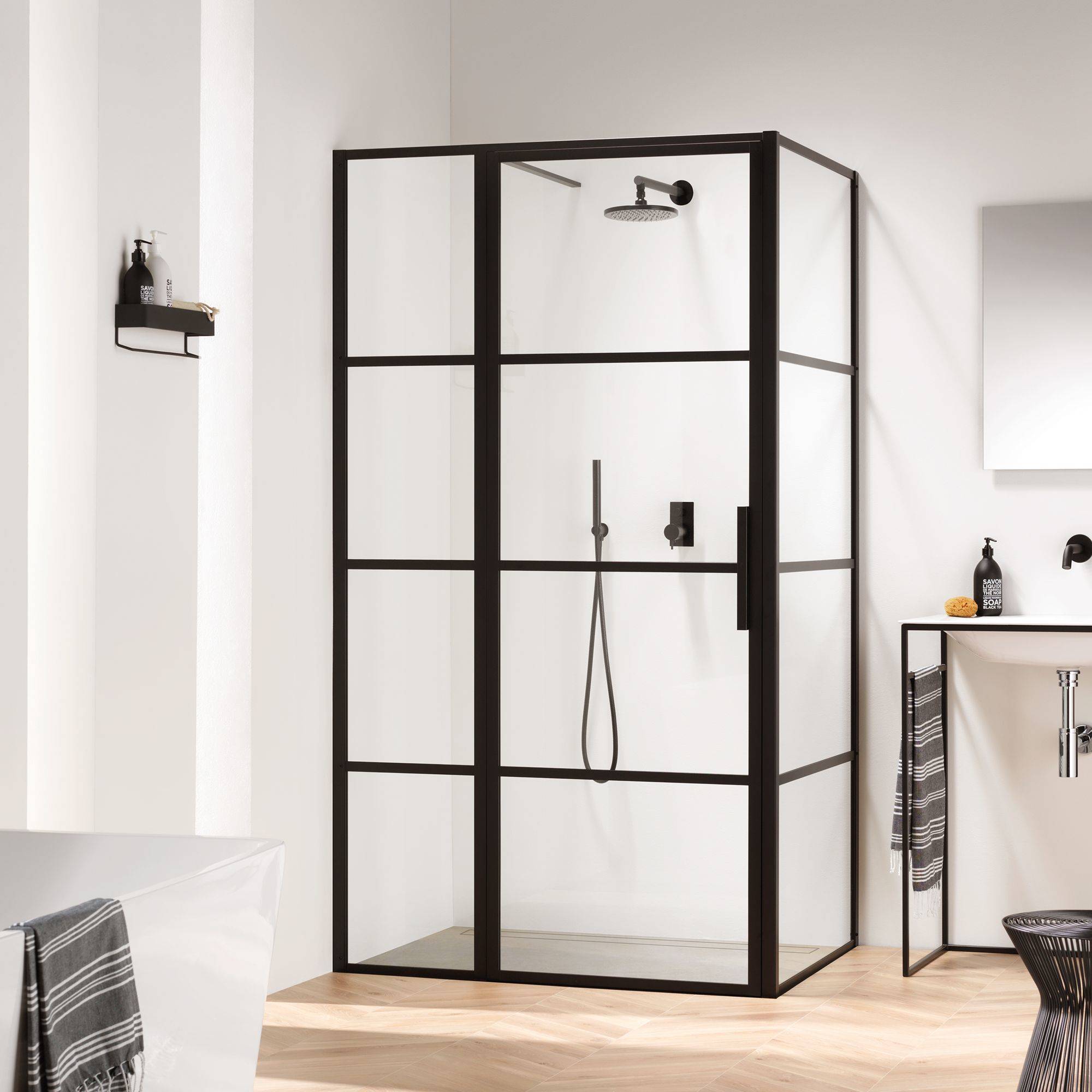 Sealskin SOHO douchecabine met draaideur links incl. antikalk 100x100x210cm zwart