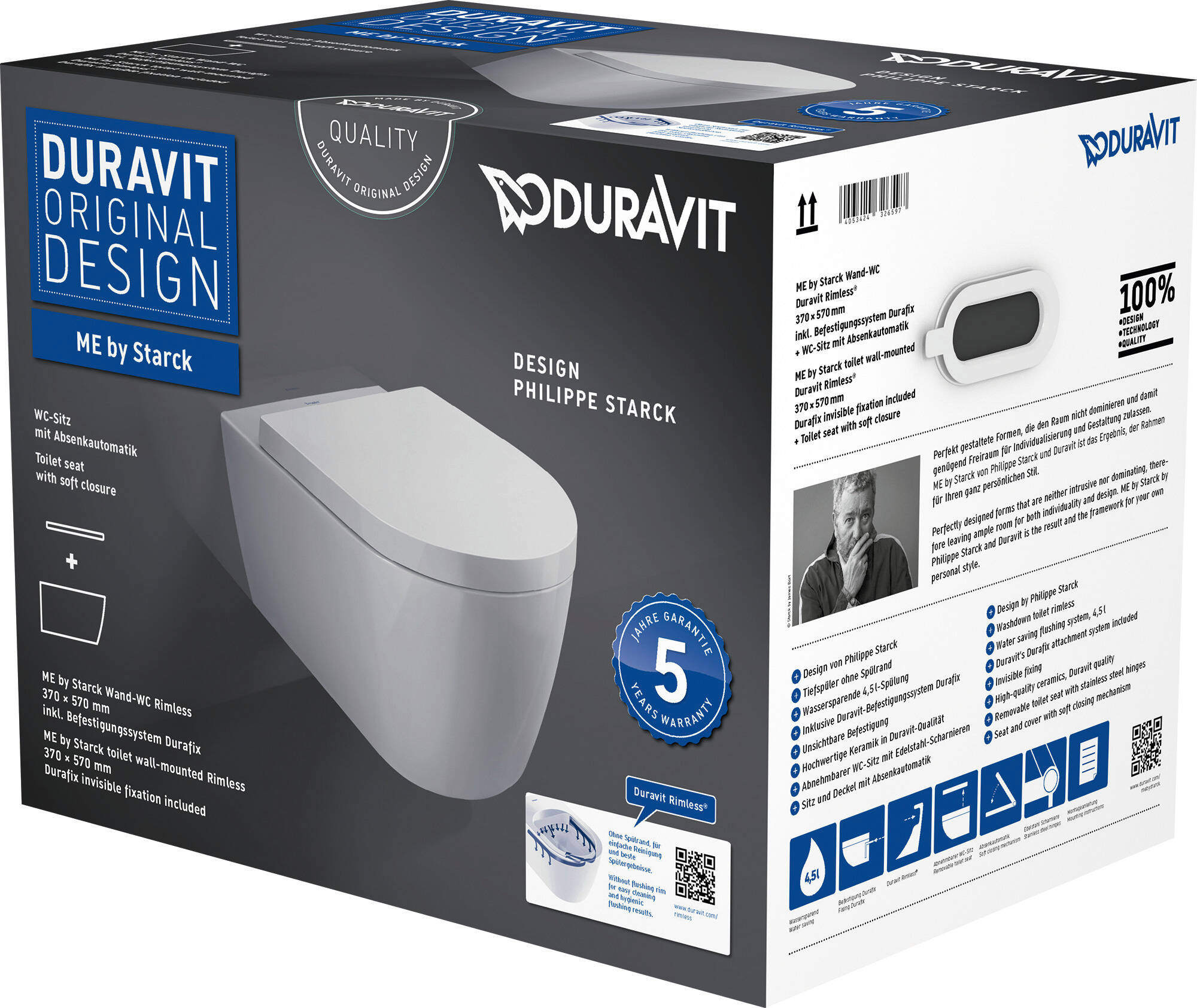 Duravit ME by Starck pack Rimless wandcloset