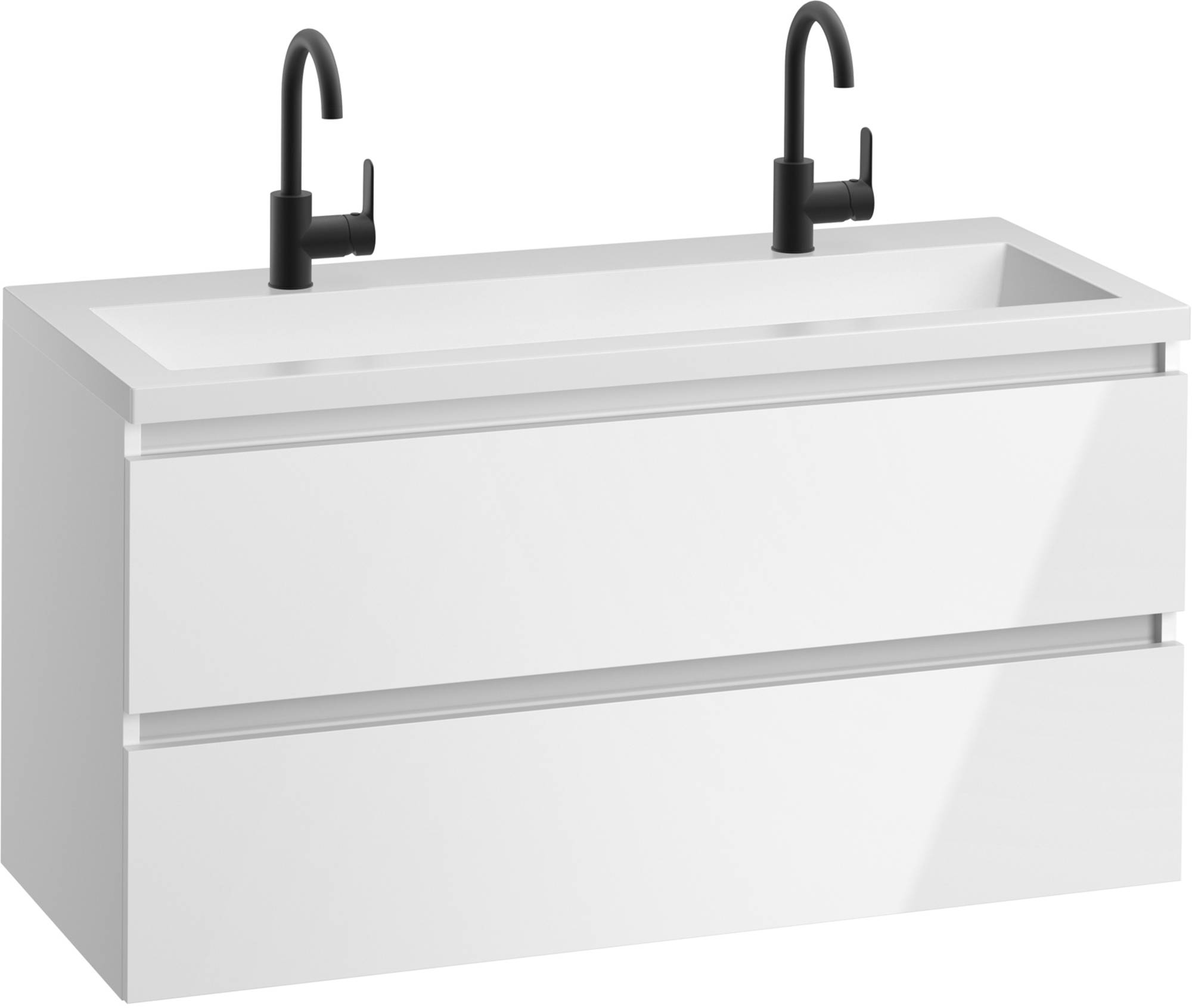 Saqu Gaia Actie badmeubel incl. mat witte wastafel met 2 kraangaten 120x52x64cm glans wit - aluminium greeplijst