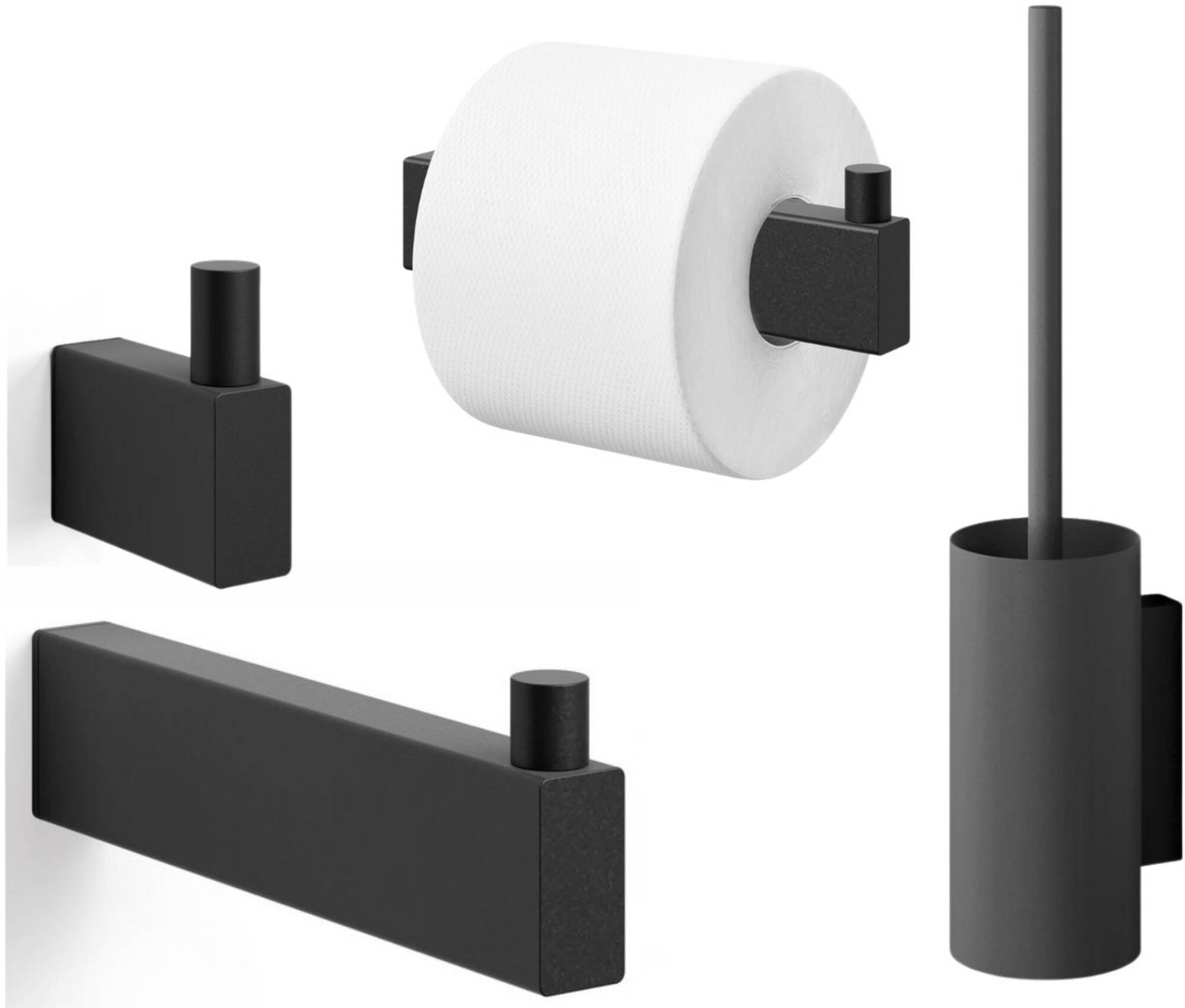 ZACK Linea toilet accessoires 4-delig zwart
