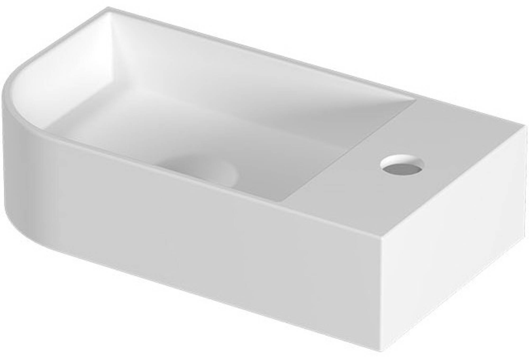 Saqu Olivo fontein links afgerond met kraangat rechts 40x22x10cm mat wit