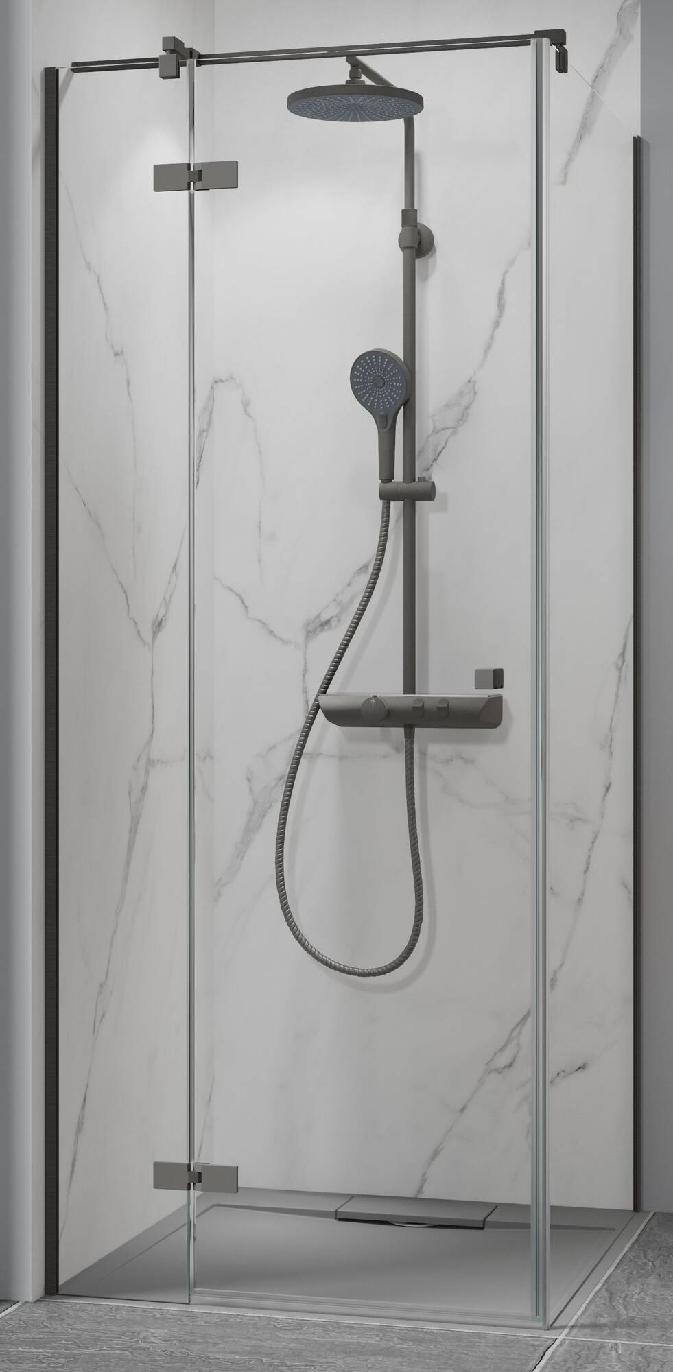 Ben Vivid draaideur voor zijwand links incl. antikalk 100x200cm geborsteld zwart